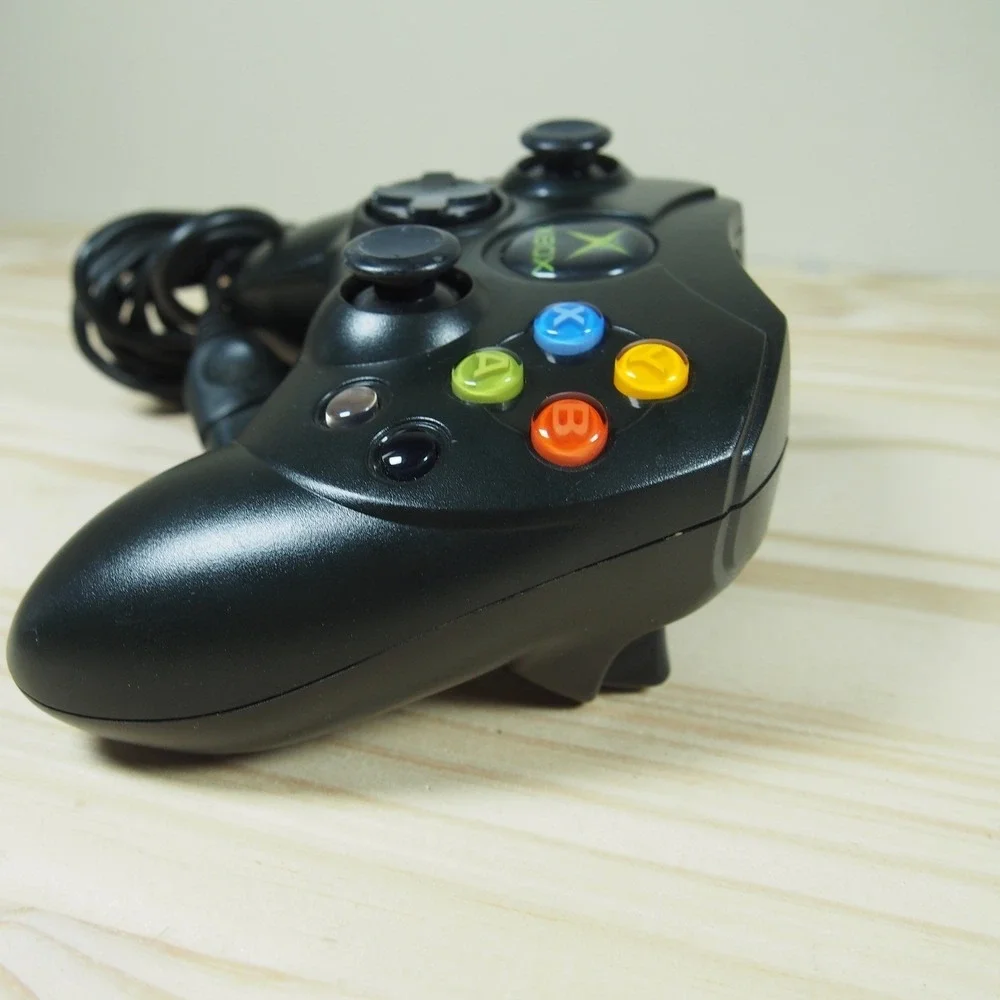 Original Xbox OEM S Type Black Controller w/ Break‎ Away Cable Fully Tested EUC